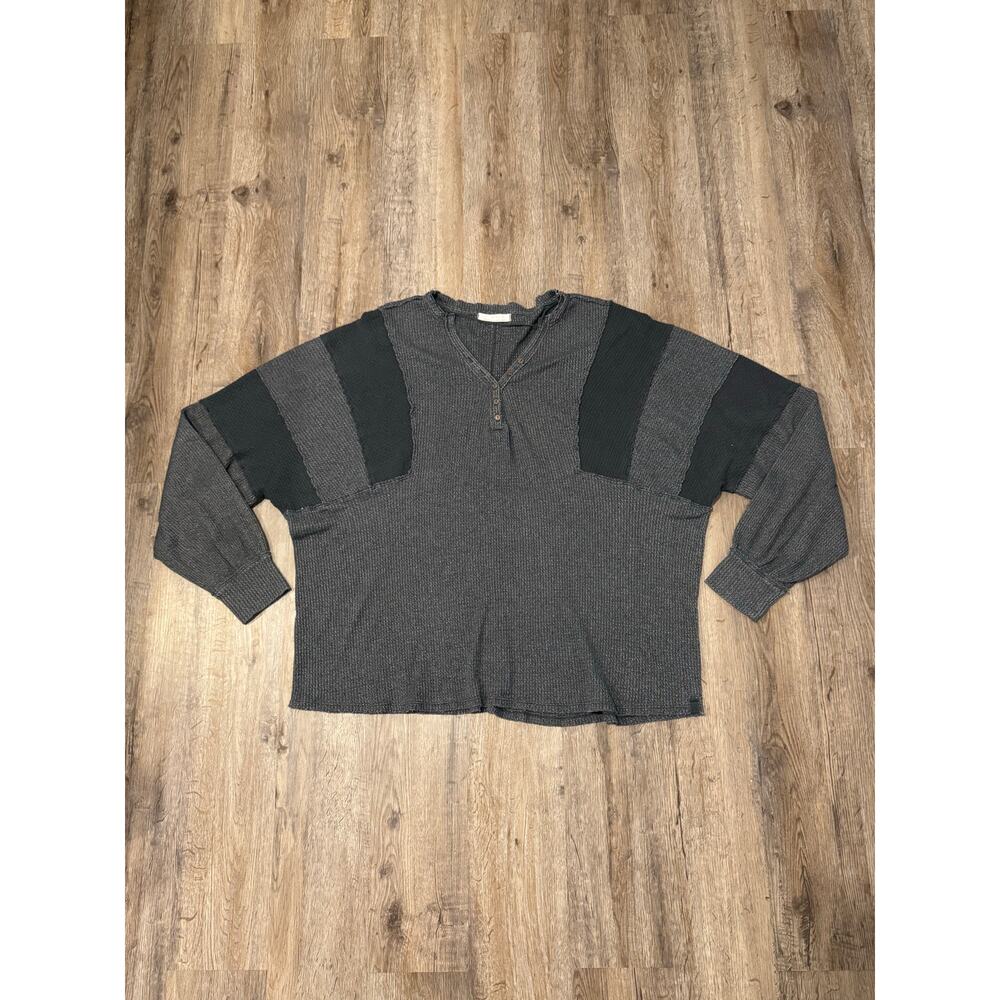 Free People Womens Callisto Pieced Henley Size Large